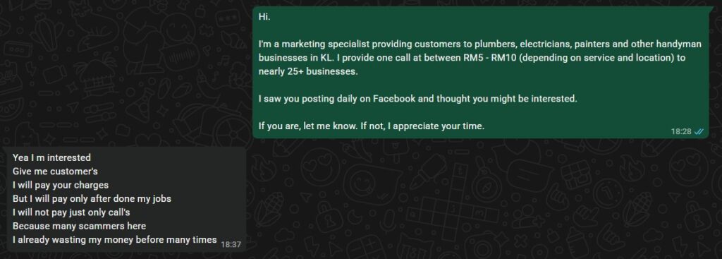 A cold DM outreach template showing how to get freelance clients directly.